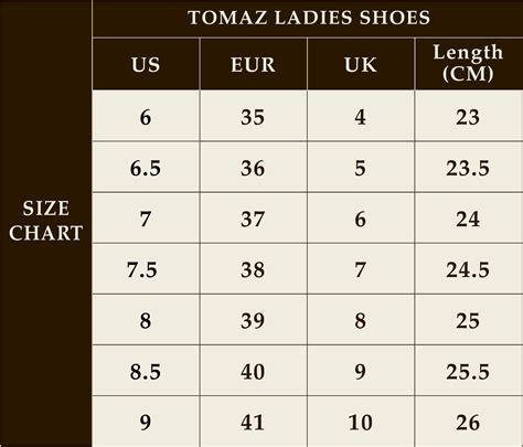 Tomaz Shoes Size Guide