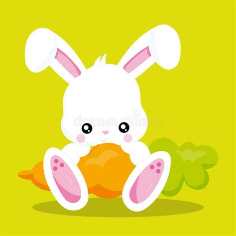 Easter White Rabbit Carrot 05 Stock Vector Illustration Of Vector