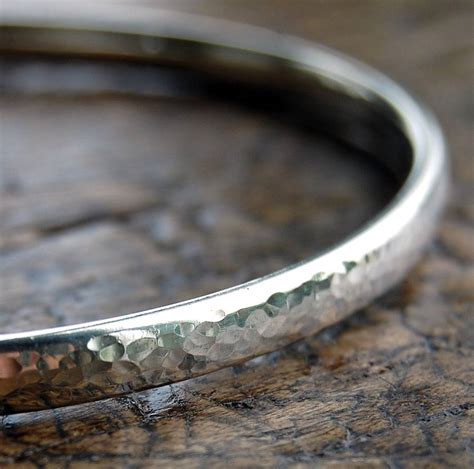 Simple Handmade Hammered Silver Bangle By Alison Moore Designs