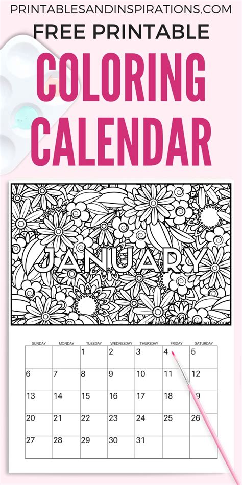 Adult Coloring 2020 Calendar Printable