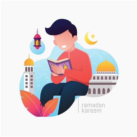 Muslim People Reading Quran Vector Illustration 2078825 Vector Art At