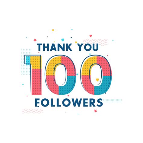 Thank You 100 Followers Celebration Greeting Card For Social Networks