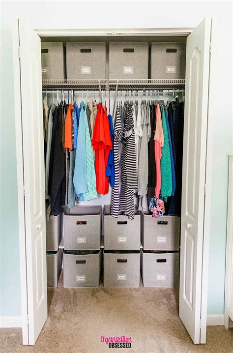 The top shelf of a cabinet is usually 84 inches off the floor. Organizing a Small Bedroom Closet - Organization Obsessed