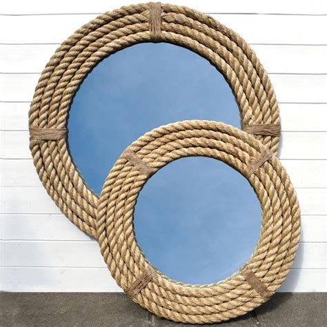 Framing this mirror is one of the easier home improvement projects i've done. diy round mirror frame | Rope Nautical Decor Mirror ...