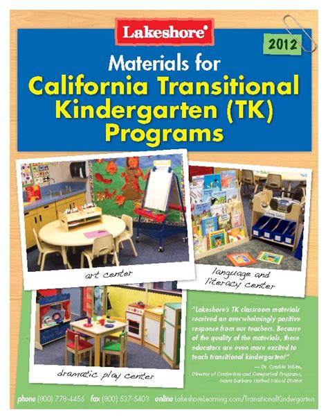 Materials For The Transitional Kindergarten Classroom California