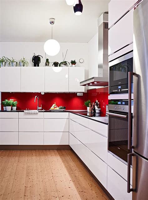17 of the best kitchen splashback ideas for the heart of your home. red splashback | White kitchen decor, Red kitchen decor ...