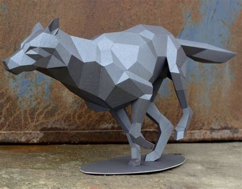 Diy Kit For Adults Direwolf Low Poly Paper Model Wolf Head Papercraft