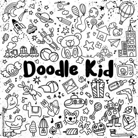 Hand Drawn Kids Doodle Setdoodle Style Stockfotos Und Lizenzfreie