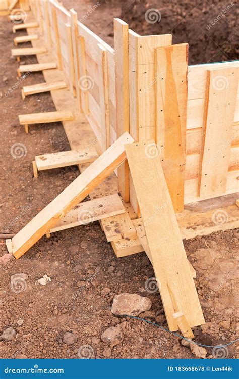 Wooden Formwork For New House Strip Foundation Stock Photo Image Of