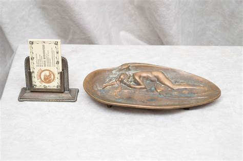Bronze Cigar Ashtray With Nude Woman From Luchow S Restaurant New York