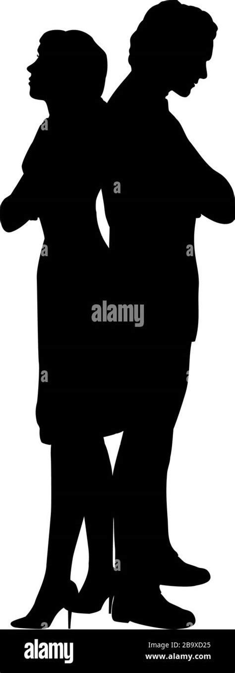 Silhouettes Of Man And Woman Stand With Their Backs To Each Other Stock Vector Image And Art Alamy