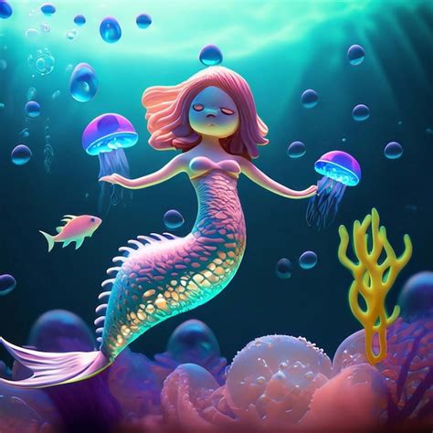 Premium Ai Image Set Of Mermaids Cute Mermaid Transparent Background