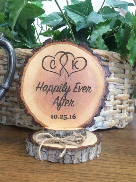 Happily Ever After Cake Topper Rustic Wedding Cake Topper Etsy