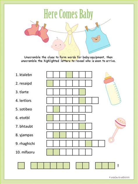 Try these word scramble & short vowel worksheets. Printable Baby Shower Word Scramble | Baby shower ...