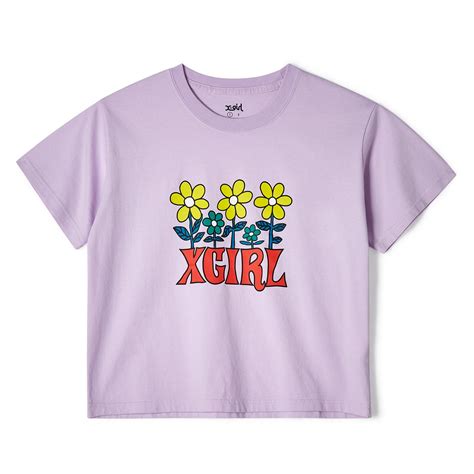 X Girl X Girl Flower Cropped Short Sleeve Tee Light Purple