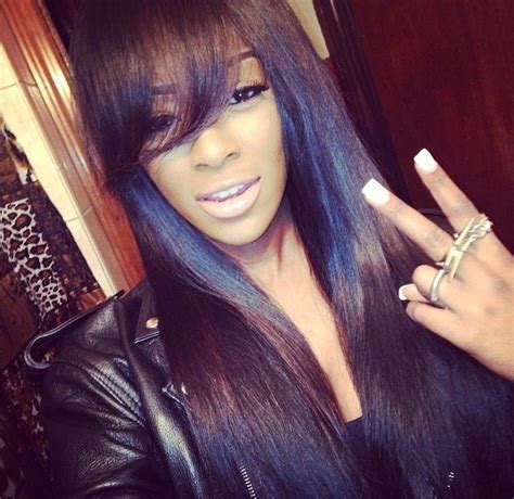 Long Bangs Long Weave Hairstyles Relaxed Hair Black Hairstyles With