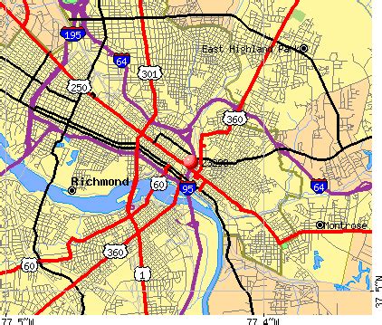 Richmond Va Area Zip Code Map United States Map