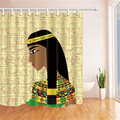 ancient egyptian woman profile over a background shower curtain waterproof polyester fabric