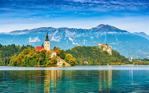 ブレッド湖スロベニア島城山の美しい風景の壁紙hd 3840×2400、 Hdデスクトップの壁紙 Wallpaperbetter