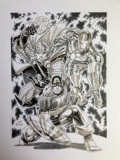 Avengers Prime Ink Drawing By Ned The Hat On Deviantart