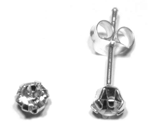 4 Mm Clear Coloured Crystal Stud Earrings In Sterling Silver