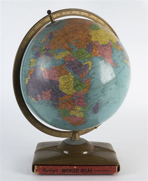 Replogle 12 Globe Of The World With World Atlas Base Circa 1960