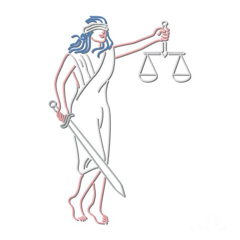 Lady Justice Holding Sword And Balance Neon Sign Digital Art By