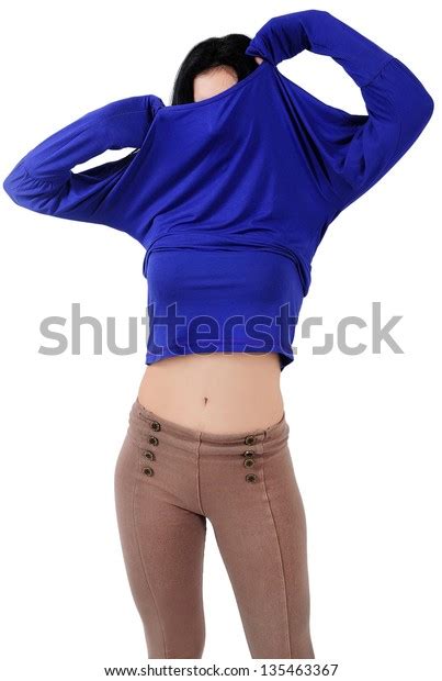 Isolated Young Casual Woman Undressing Stock Photo 135463367 Shutterstock