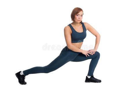Healthy Fitness Middle Aged Asian Woman In Sportswear Classic Blue