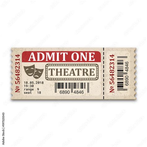 Theater Ticket In Retro Style Admission Ticket Isolated On White