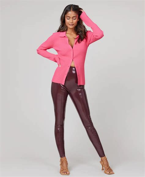 Spanx Faux Patent Leather Leggings Ruby Red Leggings From Luxury Legs Com Uk