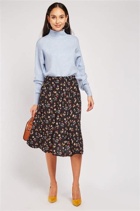Printed Floral Midi Skirt Just 6