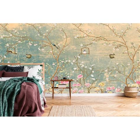 Ophelia And Co Hartung Floral On Grunge Peel And Stick Wall Mural