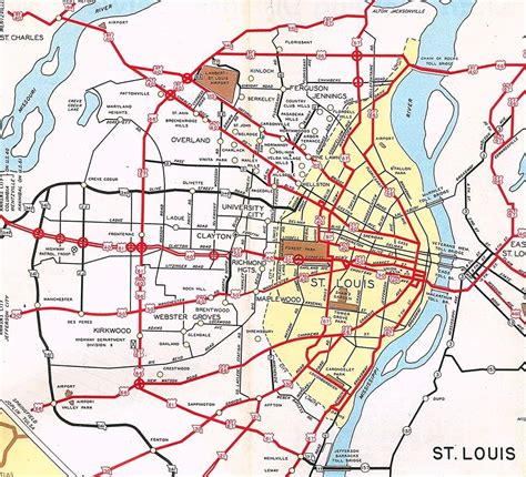 Missouri Highway Department Map Of St Louis In 1953 Prior