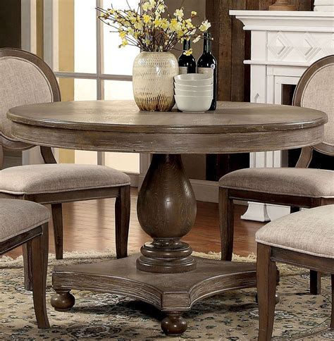 Siobhan Rustic Dark Oak Round Dining Table By Furniture Of America