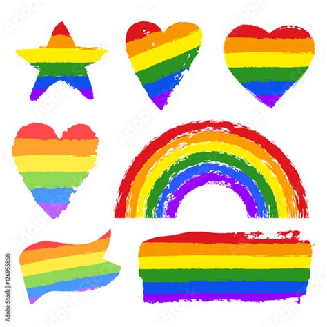 vector gay pride design elements flag rainbow star heart ribbon smear lgbt gay and