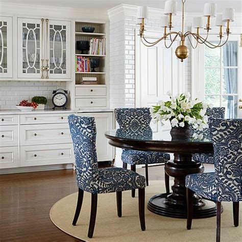 Via Traditional Home Beautiful Fabric On Dining Chairs