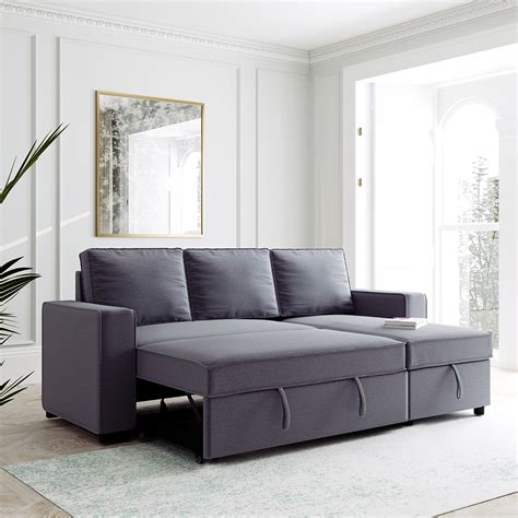 915 3 Seat Pull Out Combination Polyester Sofa Bed Gray