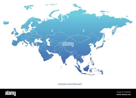 Eurasien Länder Vektor Karte Europa Und Asien Kontinentalkarte Stock