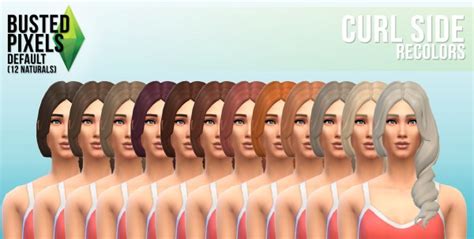 Busted Pixels Curl Side Hairstyle Sims Hairs