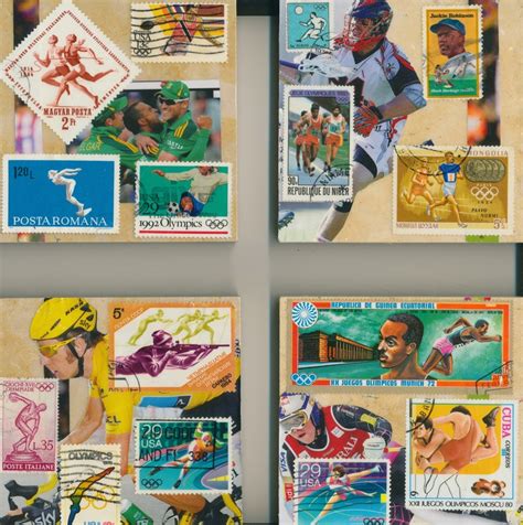 Handmade Postage Stamp Collage Art Coasters Sport Iv Etsy