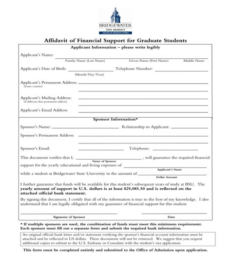 Free 3 Affidavit Of Financial Support Forms In Pdf