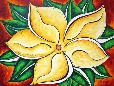 Tropical Abstract Pop Art Original Plumeria Flower Painting Pop Art