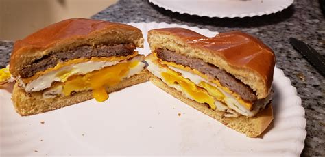 Sausage Egg And Cheese Breakfast Sandwich On Brioche All From Aldi R Aldi