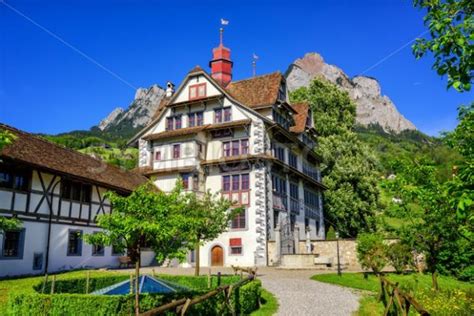 Traditional Swiss House In Schwyz Switzerland Globephotos Royalty
