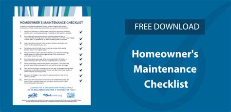 Homeowners Maintenance Checklist Free Printable Download