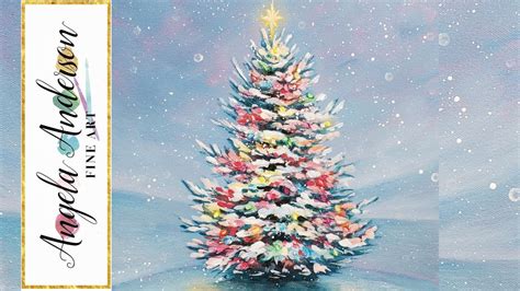 Easy Lighted Christmas Tree Acrylic Painting Live Tutorial Youtube