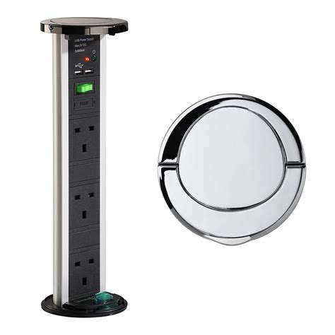 Sensio Pod Pull Up 3 Socket And 2 Usb Port Power Solution Chrome Top