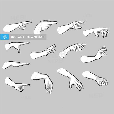 Set Of Sketched Hands Hebstreits Sketches Hand Drawing Reference
