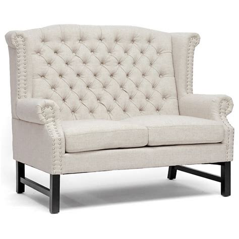 sussex high wingback sofa and loveseat nail heads light beige dcg stores